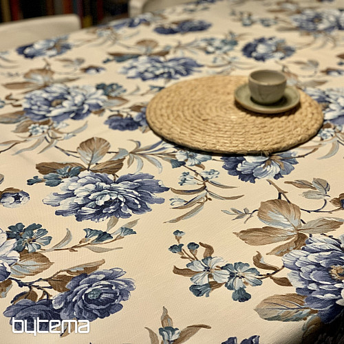 Nappe LAURA - grandes fleurs bleues