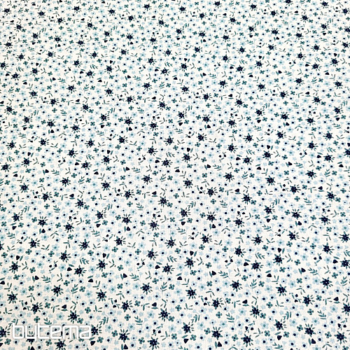 Tissu en coton TOMETA fleur bleu