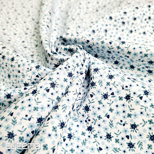 Tissu en coton TOMETA fleur bleu