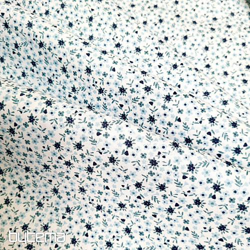 Tissu en coton TOMETA fleur bleu