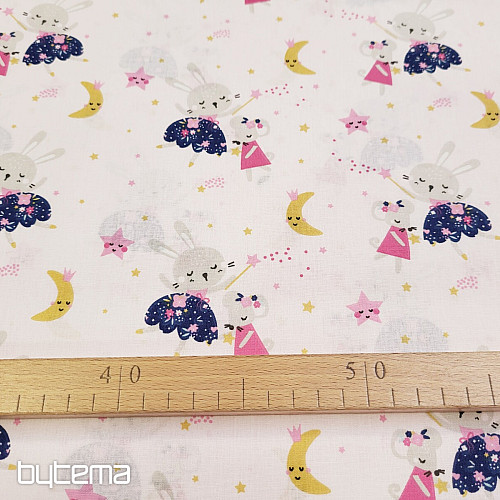 Tissu en coton SOURIS ROSE