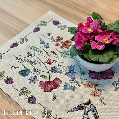 Nappe et foulard tapisserie PRAIRIE AVEC UNE HIRONDELLE