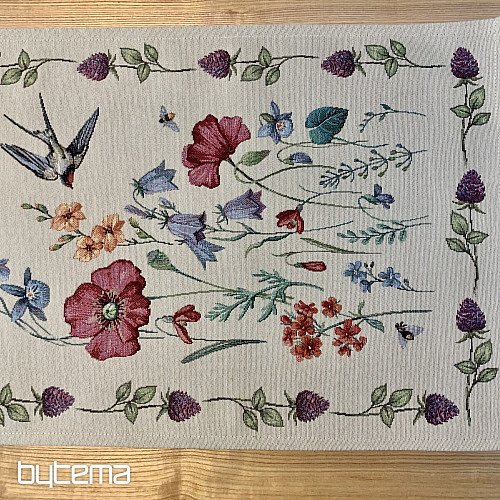 Nappe et foulard tapisserie PRAIRIE AVEC UNE HIRONDELLE
