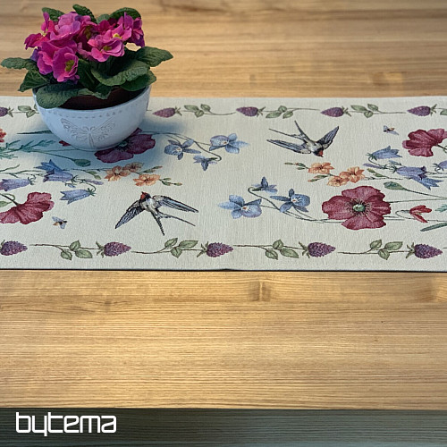 Nappe et foulard tapisserie PRAIRIE AVEC UNE HIRONDELLE