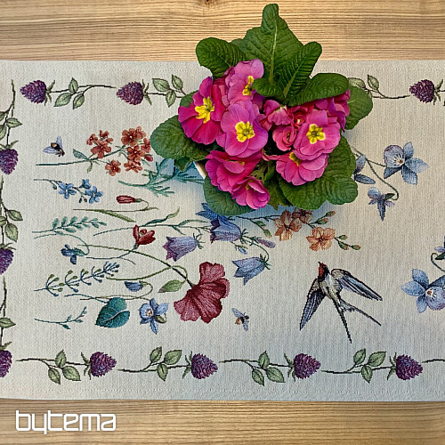 Nappe et foulard tapisserie PRAIRIE AVEC UNE HIRONDELLE