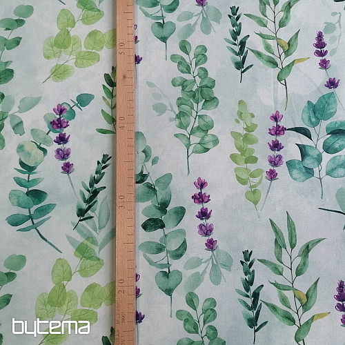 Tissu déco FEUILLES vert