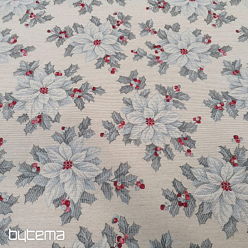 Nappe tapisserie, écharpe ETOILE DE NOEL ARGENT