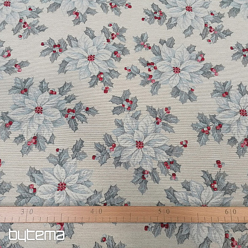 Nappe tapisserie, écharpe ETOILE DE NOEL ARGENT