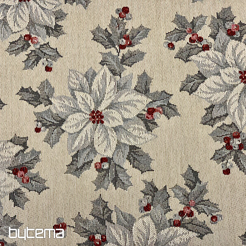 Nappe tapisserie, écharpe ETOILE DE NOEL ARGENT