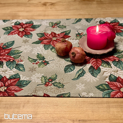 Nappe tapisserie, écharpe ETOILE DE NOËL ROUGE
