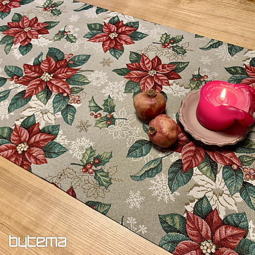 Nappe tapisserie, écharpe ETOILE DE NOËL ROUGE