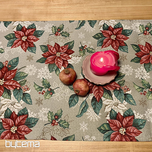 Nappe tapisserie, écharpe ETOILE DE NOËL ROUGE