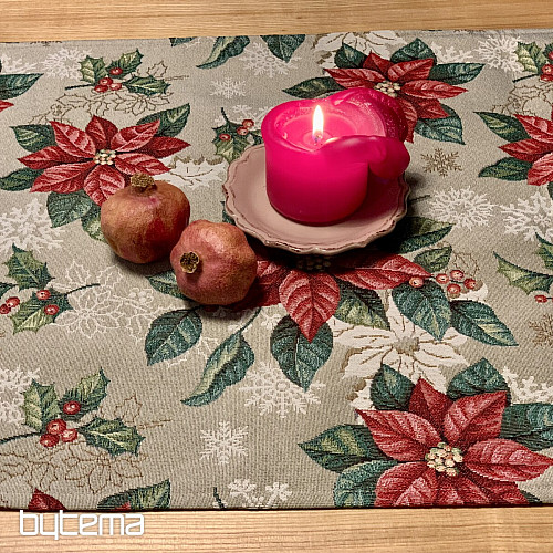 Nappe tapisserie, écharpe ETOILE DE NOËL ROUGE