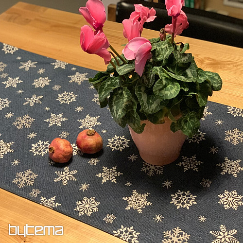 Nappe Gobelin, écharpe Flocon bleu