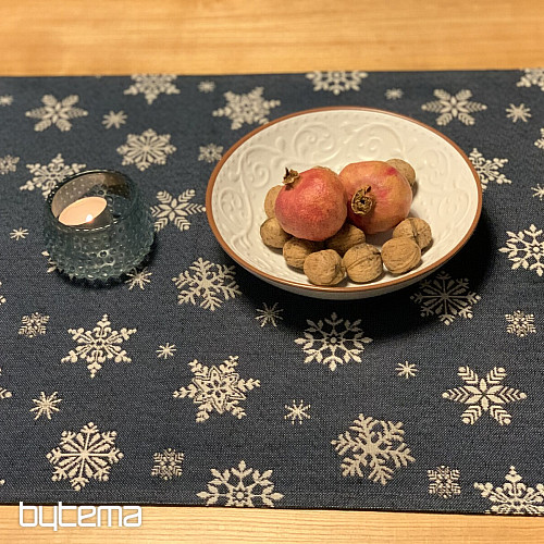 Nappe Gobelin, écharpe Flocon bleu
