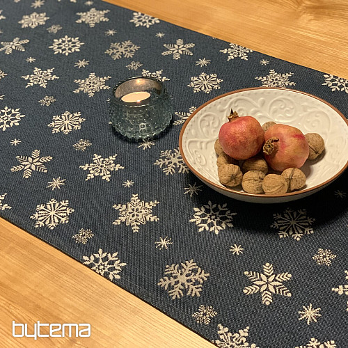 Nappe Gobelin, écharpe Flocon bleu