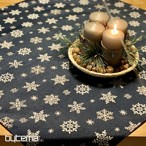 Nappe Gobelin, écharpe Flocon bleu
