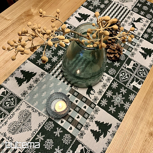 Nappe tapisserie, écharpe CERF VERT