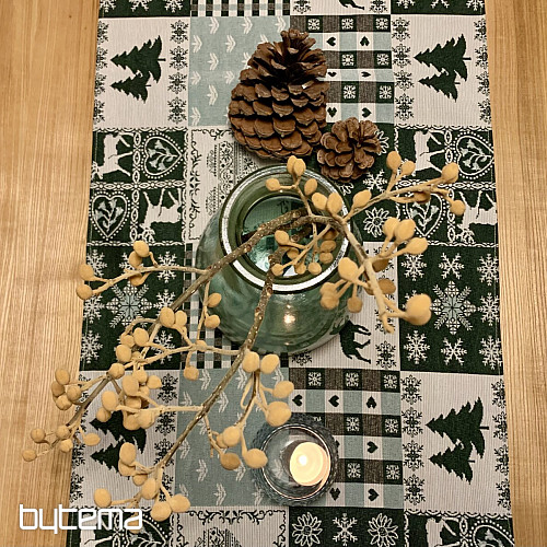 Nappe tapisserie, écharpe CERF VERT