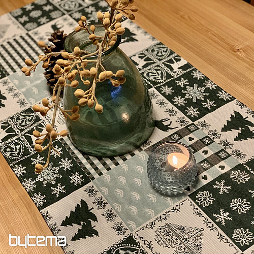 Nappe tapisserie, écharpe CERF VERT