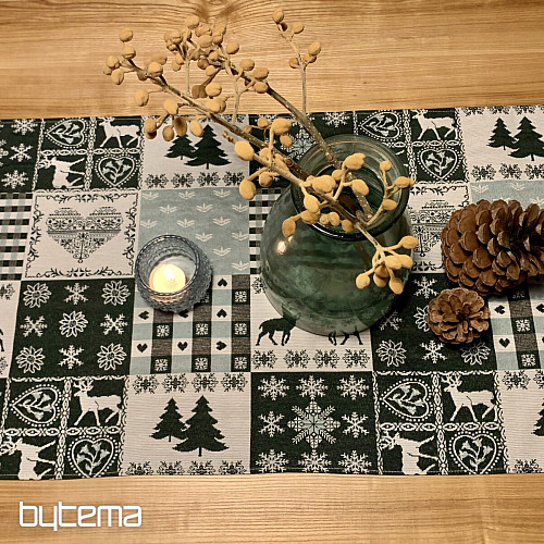 Nappe tapisserie, écharpe CERF VERT