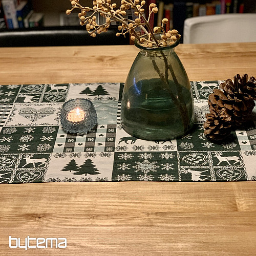 Nappe tapisserie, écharpe CERF VERT