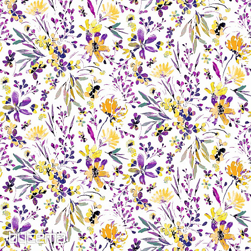 Tissu déco ALENA fleurs lilas