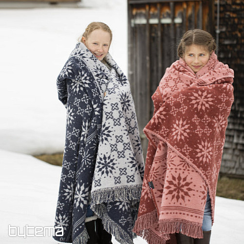 Couverture en coton Flocons de neige d&#39;hiver Flocons rouges