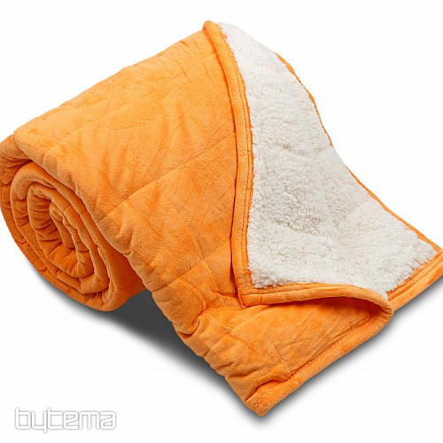 couverture microfibre EXTRA DOUCE MOUTON point orange