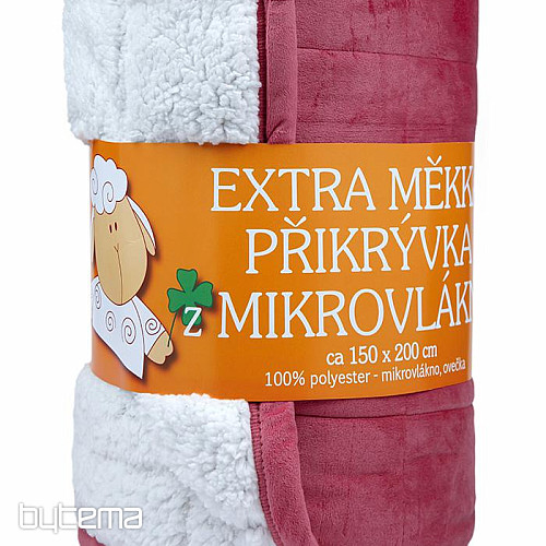Couverture microfibre EXTRA douce MOUTON couture vieux rose