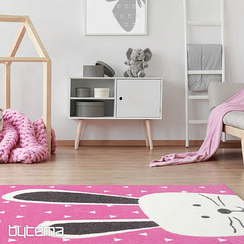 Tapis pièce enfant PASTEL Bunny rose