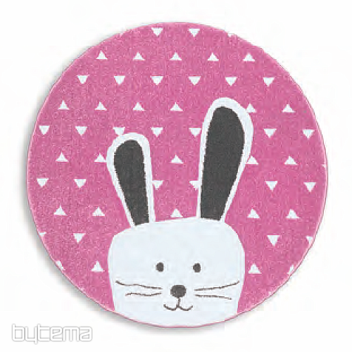 Tapis rond enfant PASTEL Bunny rose