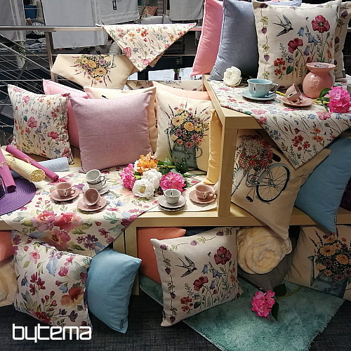 Housse de coussin tapisserie FLEURS PASTEL
