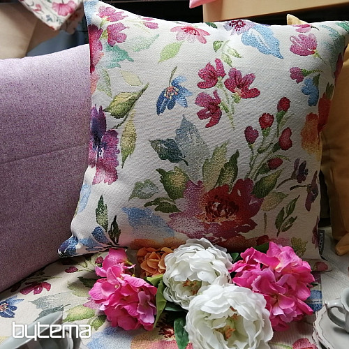 Housse de coussin tapisserie FLEURS PASTEL