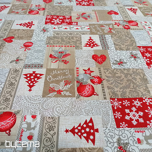Tissu déco PATCHWORK Noël beige