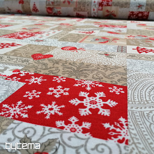 Tissu déco PATCHWORK Noël beige
