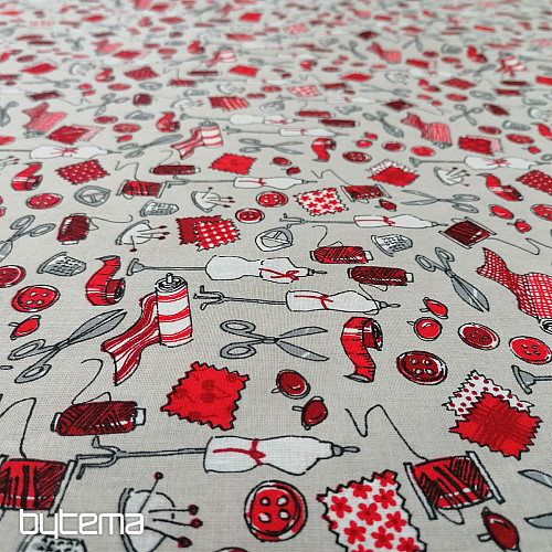 Tissu coton ATELIER DE COUTURE rouge