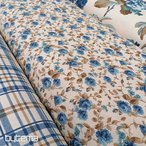 tissu déco LAURA - petites fleurs bleues