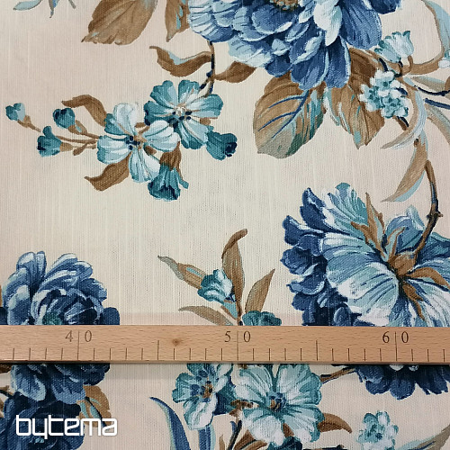 tissu déco LAURA - grandes fleurs bleues