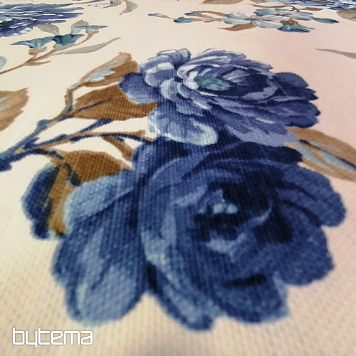 tissu déco LAURA - grandes fleurs bleues