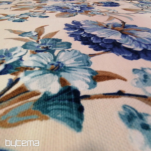 tissu déco LAURA - grandes fleurs bleues