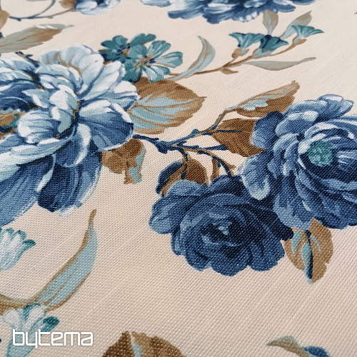 tissu déco LAURA - grandes fleurs bleues