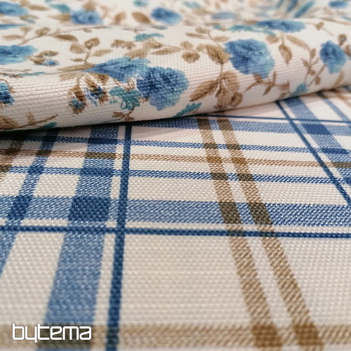 tissu décoratif LAURA - carreaux bleus