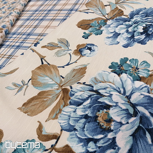 tissu déco LAURA - grandes fleurs bleues