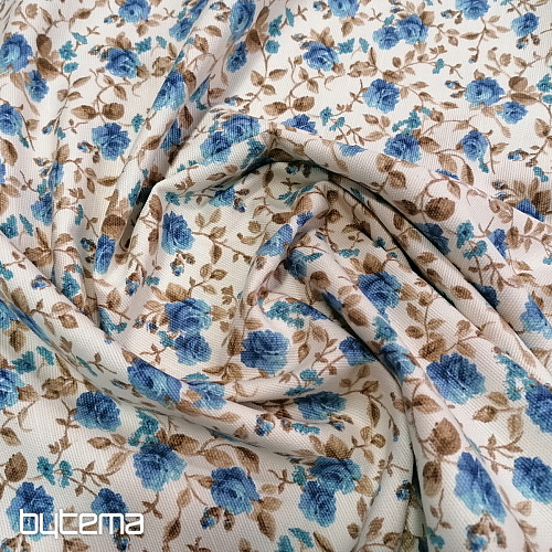 tissu déco LAURA - petites fleurs bleues