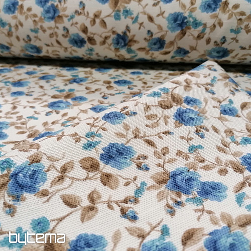 tissu déco LAURA - petites fleurs bleues