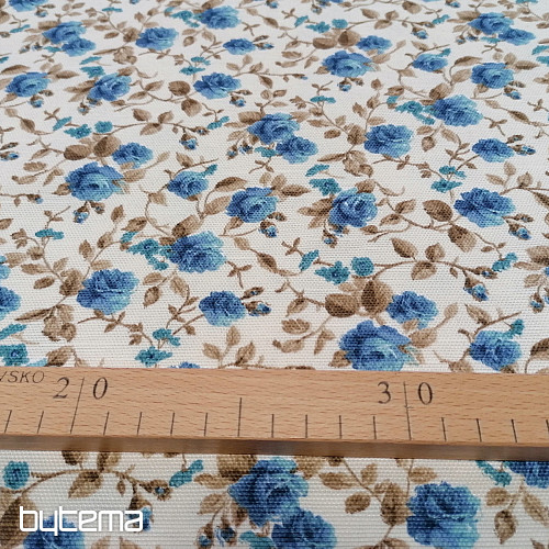 tissu déco LAURA - petites fleurs bleues