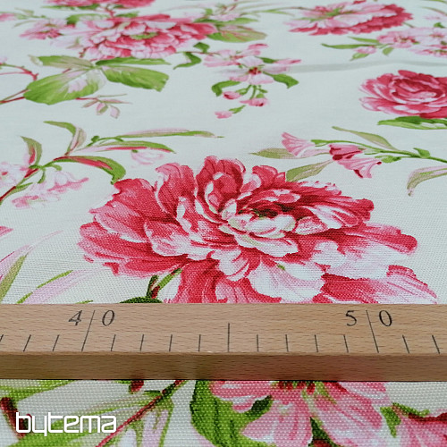 tissu déco LAURA - grandes fleurs roses