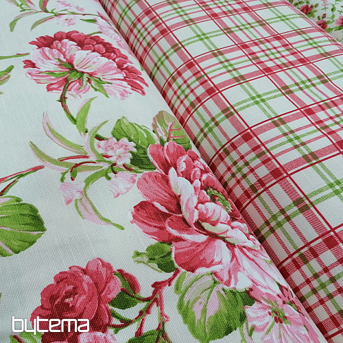 tissu de décoration LAURA - carreaux roses