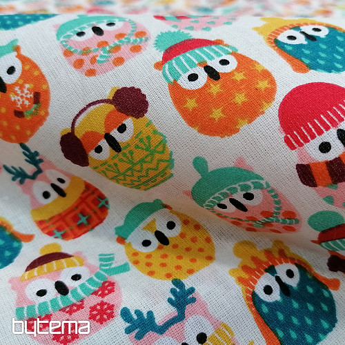 Tissu coton coloré OWLS IN WINTER